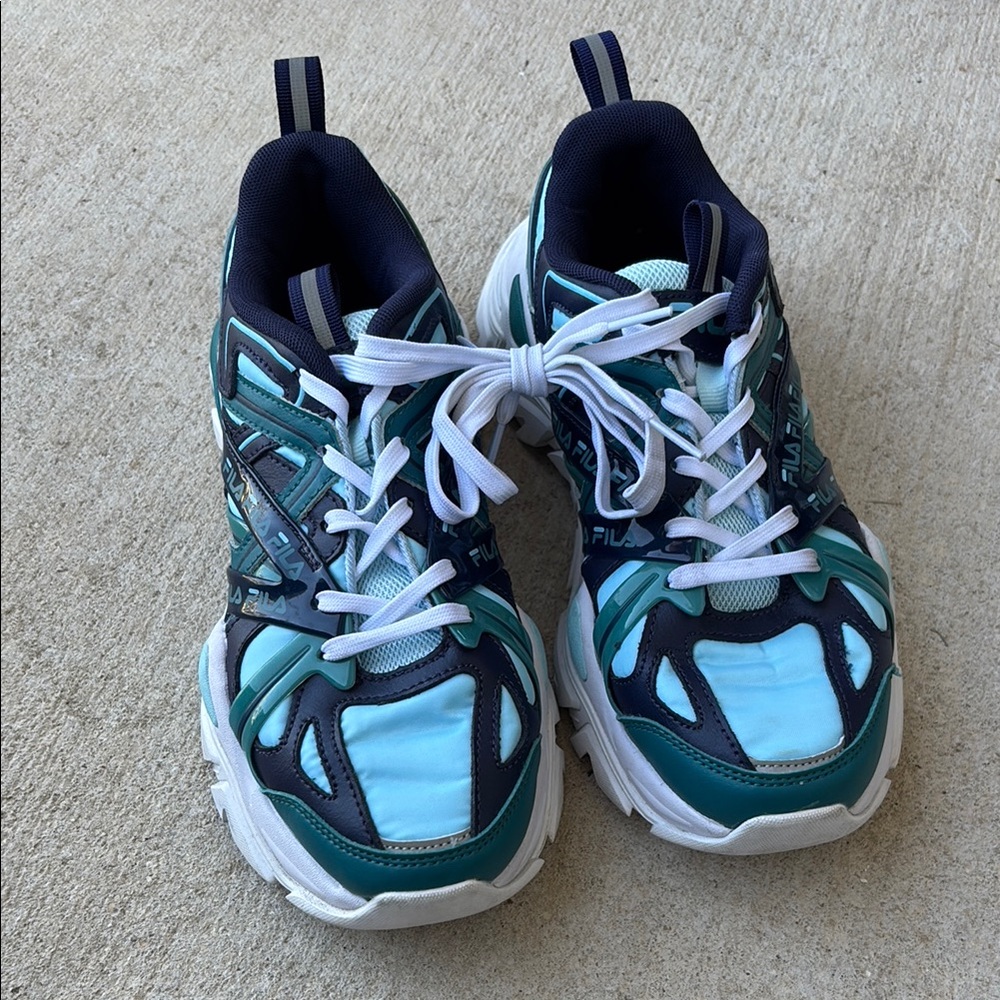 Fila Retro teal and Navy Sneakers